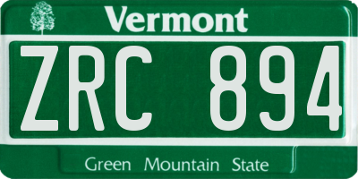 VT license plate ZRC894