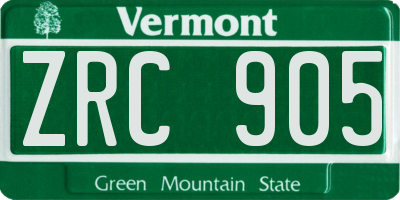 VT license plate ZRC905