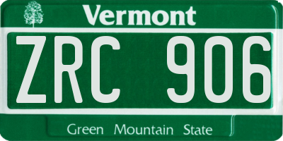 VT license plate ZRC906