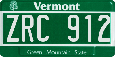 VT license plate ZRC912