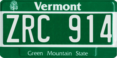 VT license plate ZRC914