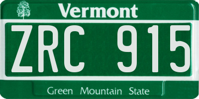 VT license plate ZRC915