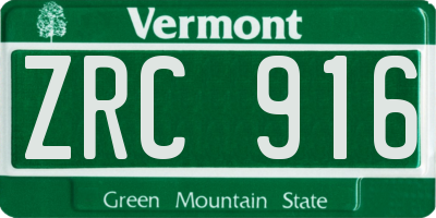 VT license plate ZRC916
