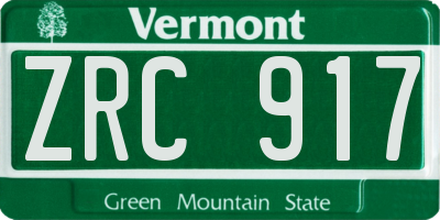 VT license plate ZRC917