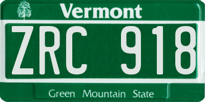 VT license plate ZRC918