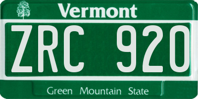 VT license plate ZRC920