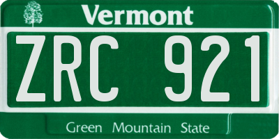 VT license plate ZRC921