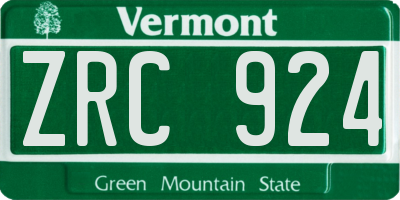 VT license plate ZRC924