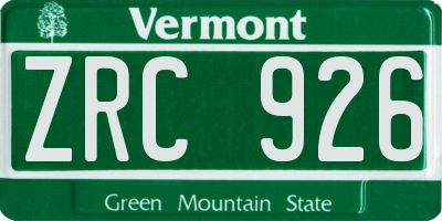 VT license plate ZRC926