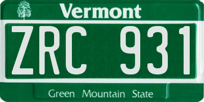 VT license plate ZRC931