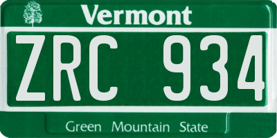 VT license plate ZRC934