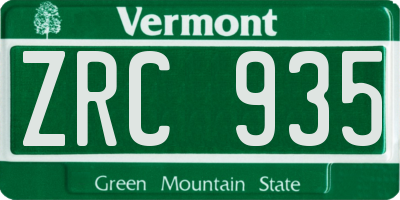 VT license plate ZRC935