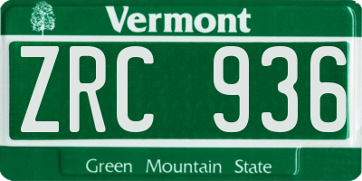 VT license plate ZRC936