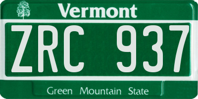 VT license plate ZRC937