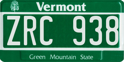 VT license plate ZRC938