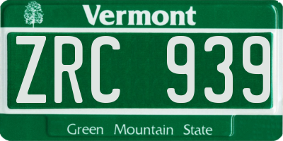 VT license plate ZRC939