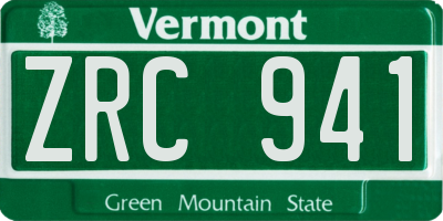 VT license plate ZRC941