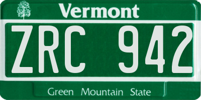 VT license plate ZRC942