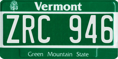 VT license plate ZRC946