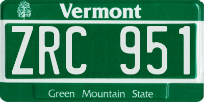 VT license plate ZRC951