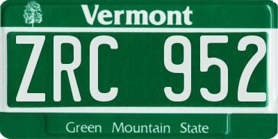 VT license plate ZRC952