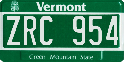 VT license plate ZRC954