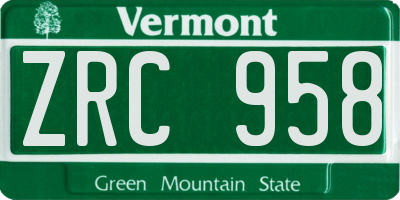 VT license plate ZRC958