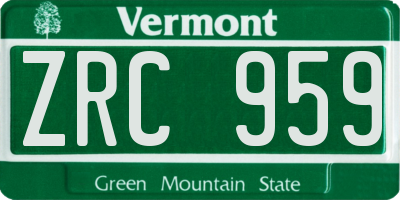 VT license plate ZRC959