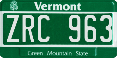 VT license plate ZRC963