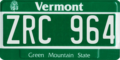 VT license plate ZRC964