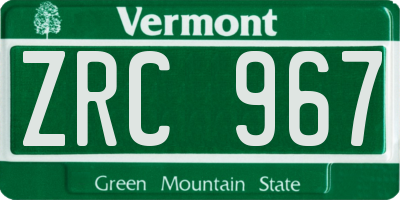 VT license plate ZRC967