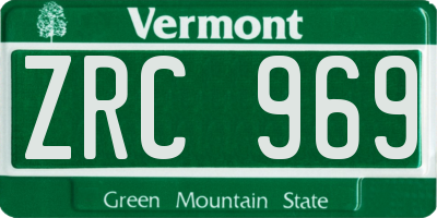 VT license plate ZRC969