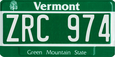 VT license plate ZRC974