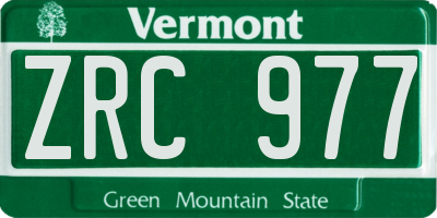 VT license plate ZRC977