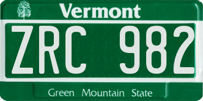 VT license plate ZRC982
