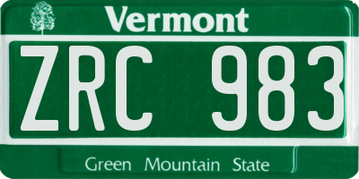VT license plate ZRC983