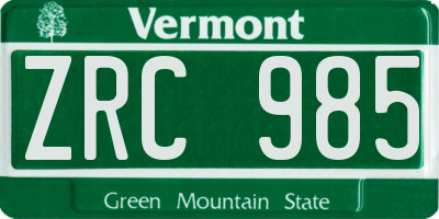 VT license plate ZRC985