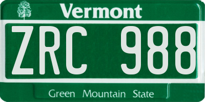 VT license plate ZRC988