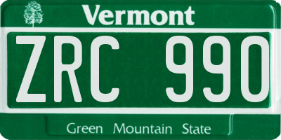 VT license plate ZRC990