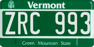 VT license plate ZRC993