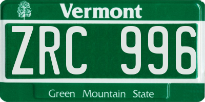 VT license plate ZRC996