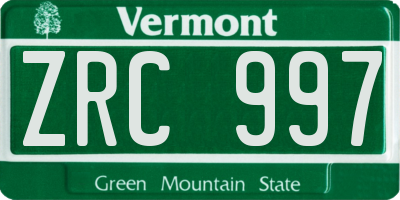 VT license plate ZRC997