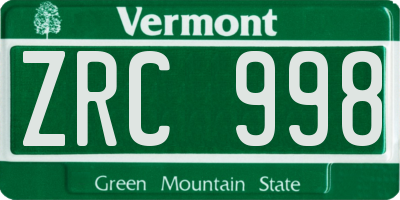 VT license plate ZRC998