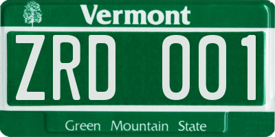 VT license plate ZRD001