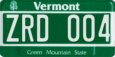 VT license plate ZRD004
