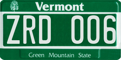 VT license plate ZRD006