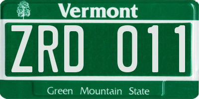 VT license plate ZRD011