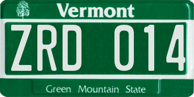VT license plate ZRD014