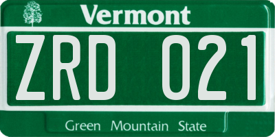 VT license plate ZRD021