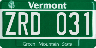 VT license plate ZRD031